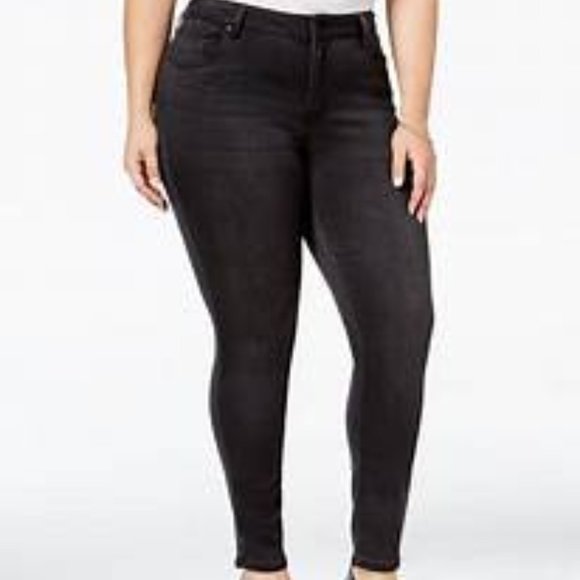 NYDJ Denim - Trendy Denim Jeans Dark Charcoal Color Curvy Skinny Stretch Leg Plus Size 16
